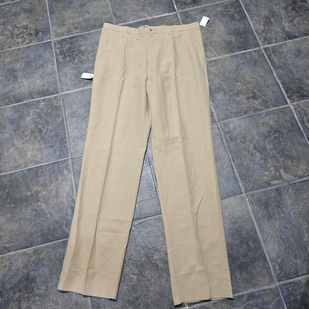 new Bobby Jones Players pants Mens 40x37 Khaki Cotton Tencel Blend Flat Front